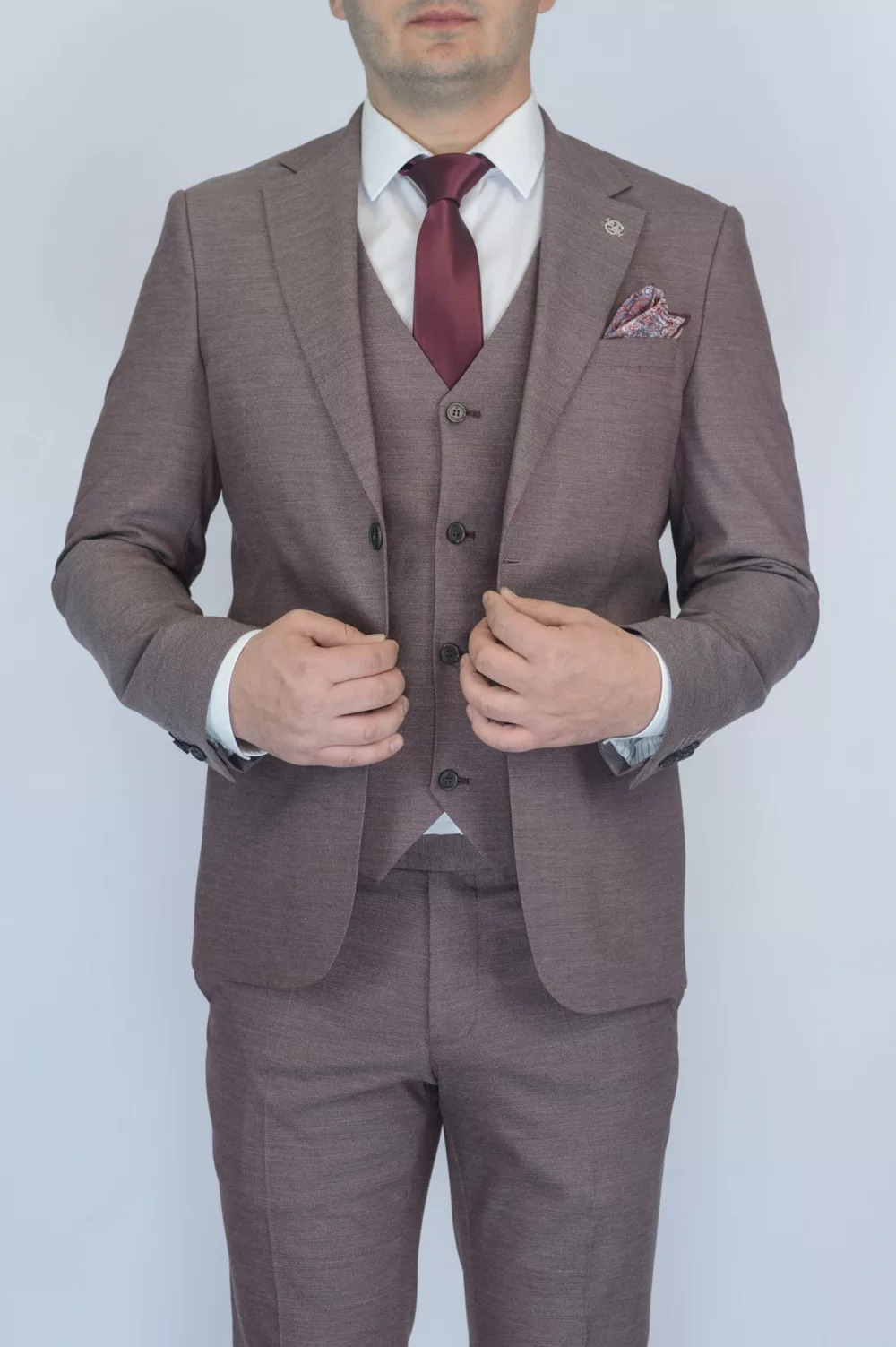 Костюм-тройка цвет Бургунди Вечерние мужские костюмы