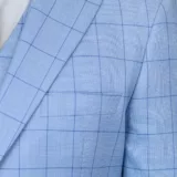 Костюм-тройка небесно-голубого цвета в синюю тонкую клетку Каталог