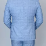 Костюм-тройка небесно-голубого цвета в синюю тонкую клетку Каталог