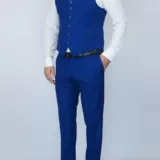 Костюм-тройка светло-синего цвета с клетчатым пиджаком Вечерние мужские костюмы