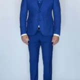 Костюм-тройка светло-синего цвета с клетчатым пиджаком Вечерние мужские костюмы