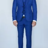 Костюм-тройка светло-синего цвета с клетчатым пиджаком Вечерние мужские костюмы