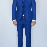 Костюм-тройка светло-синего цвета с клетчатым пиджаком Вечерние мужские костюмы