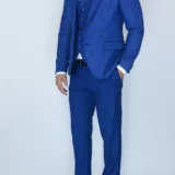 Костюм-тройка светло-синего цвета с клетчатым пиджаком Вечерние мужские костюмы