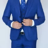 Костюм-тройка светло-синего цвета с клетчатым пиджаком Вечерние мужские костюмы