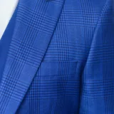 Костюм-тройка светло-синего цвета с клетчатым пиджаком Вечерние мужские костюмы