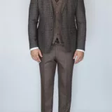 Костюм-тройка песочного цвета в зеленую клетку Каталог
