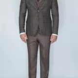 Костюм-тройка песочного цвета в зеленую клетку Каталог