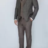 Костюм-тройка песочного цвета в зеленую клетку Каталог