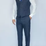 Костюм-тройка меланжево-синего цвета в клетку Каталог