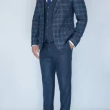 Костюм-тройка меланжево-синего цвета в клетку Каталог