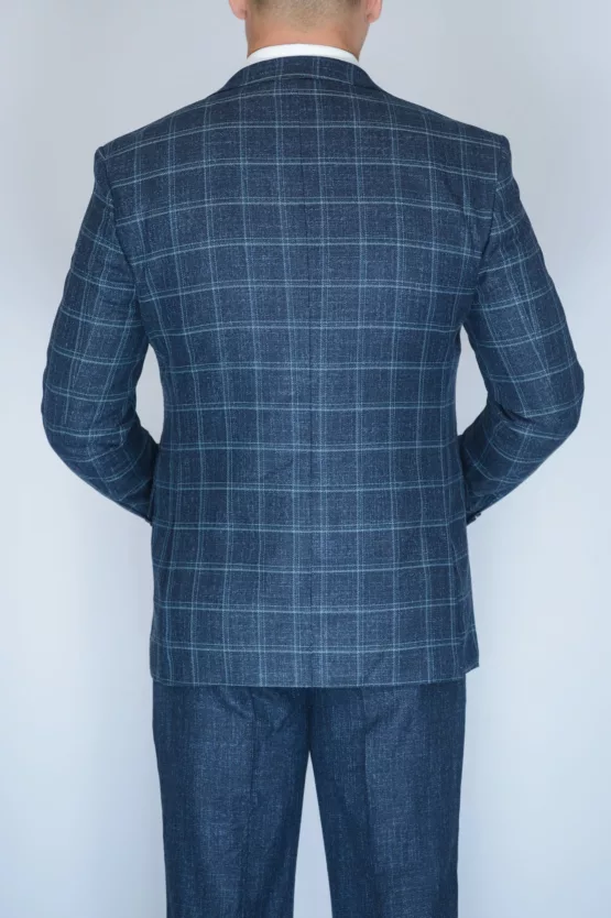 Костюм-тройка меланжево-синего цвета в клетку Каталог