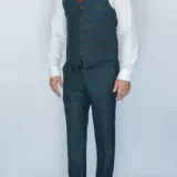 Костюм-тройка темно-зеленого цвета в коричневую клетку Каталог