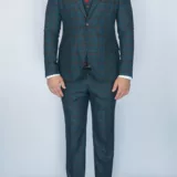 Костюм-тройка темно-зеленого цвета в коричневую клетку Каталог