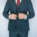 Костюм-тройка темно-зеленого цвета в коричневую клетку Каталог