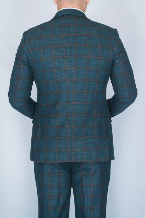 Костюм-тройка темно-зеленого цвета в коричневую клетку Каталог
