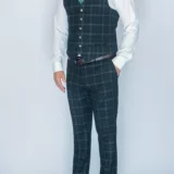 Костюм-тройка темно-изумрудного цвета в клетку Вечерние мужские костюмы