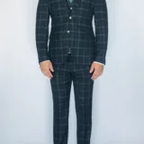 Костюм-тройка темно-изумрудного цвета в клетку Вечерние мужские костюмы