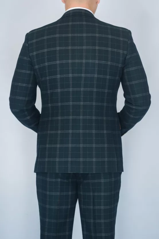 Костюм-тройка темно-изумрудного цвета в клетку Вечерние мужские костюмы