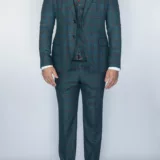 Костюм-тройка темно-зеленого цвета в коричневую клетку Каталог