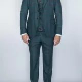 Костюм-тройка темно-зеленого цвета в коричневую клетку Каталог