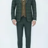 Костюм-тройка с клетчатым зеленым пиджаком Каталог
