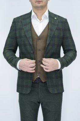 Костюм-тройка с клетчатым зеленым пиджаком Клубный костюм