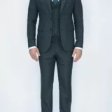 Костюм-тройка зеленого цвета в клетку твидовая ткань Каталог