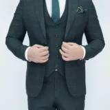 Костюм-тройка зеленого цвета в клетку твидовая ткань Каталог