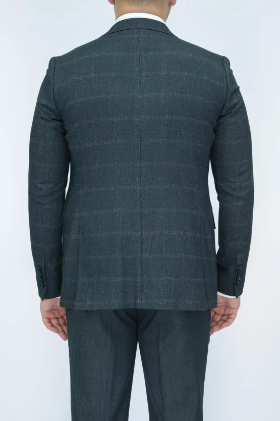 Костюм-тройка зеленого цвета в клетку твидовая ткань Каталог