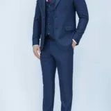 Костюм-тройка синего цвета в клетку твидовая ткань Каталог