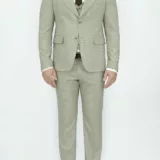 Костюм-тройка песочного цвета перфорированная ткань Каталог