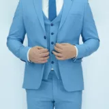 Костюм-тройка небесно-голубого цвета Каталог