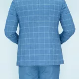 Костюм-тройка голубого цвета в клетку Каталог