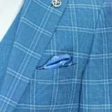 Костюм-тройка голубого цвета в клетку Каталог