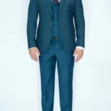 Костюм-тройка изумрудного цвета в клетку Каталог