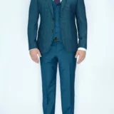 Костюм-тройка изумрудного цвета в клетку Каталог