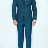 Костюм-тройка изумрудного цвета в клетку Каталог