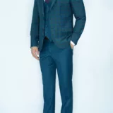 Костюм-тройка изумрудного цвета в клетку Каталог