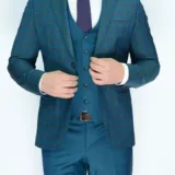 Костюм-тройка изумрудного цвета в клетку Каталог