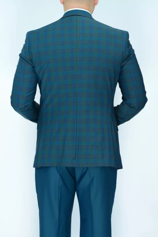 Костюм-тройка изумрудного цвета в клетку Каталог