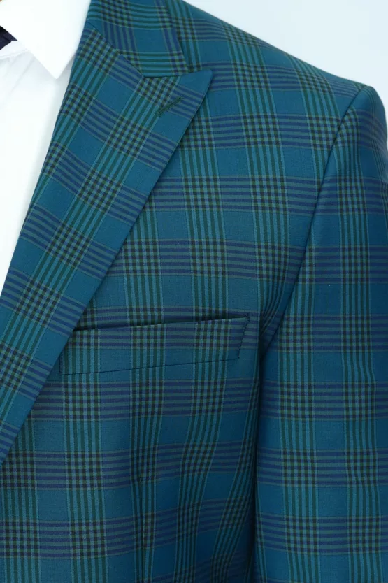 Костюм-тройка изумрудного цвета в клетку Каталог