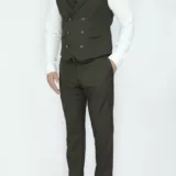 Костюм-тройка коричневого цвета с клеточным пиджаком Каталог