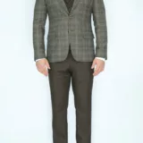 Костюм-тройка коричневого цвета с клеточным пиджаком Каталог