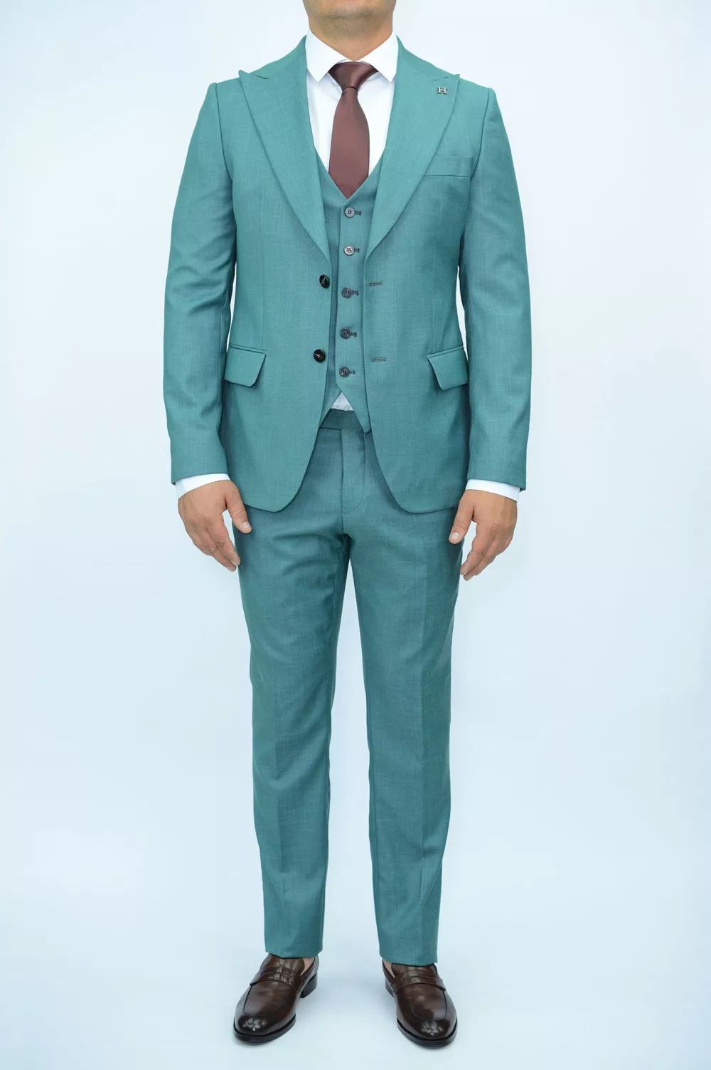 Костюм-тройка светло-зеленого оттенка Вечерние мужские костюмы