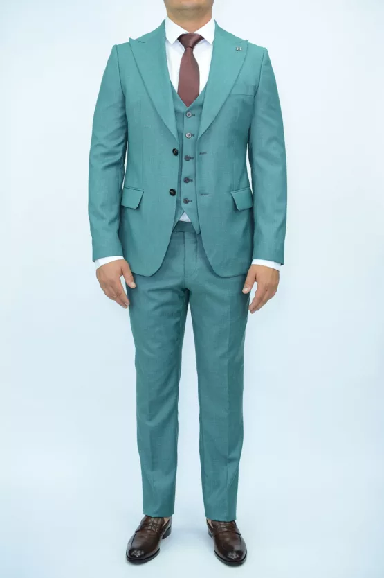 Костюм-тройка светло-зеленого оттенка Вечерние мужские костюмы