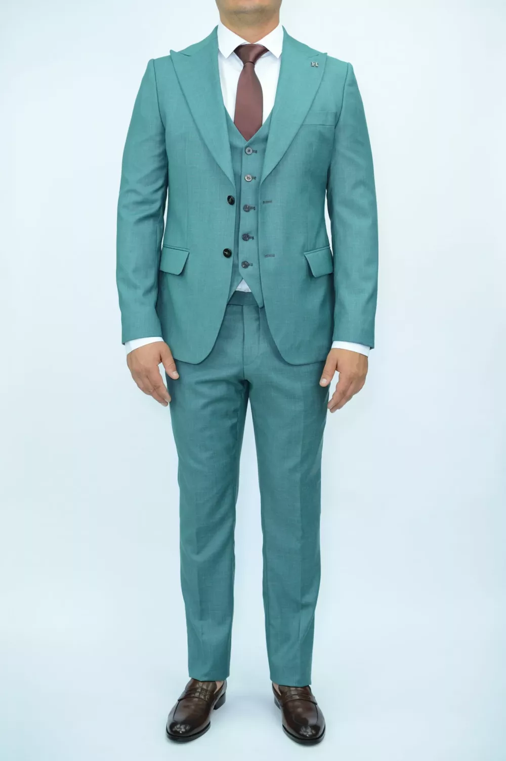Костюм-тройка светло-зеленого оттенка Вечерние мужские костюмы