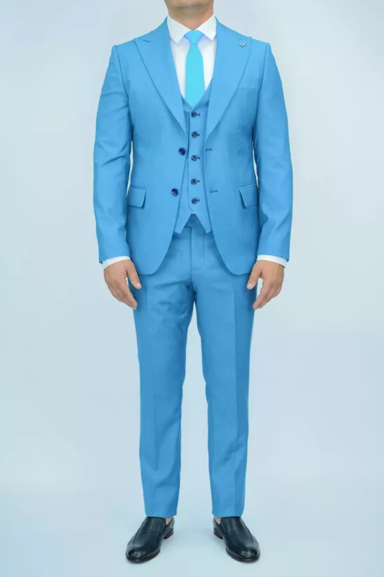 Мужской костюм-тройка цвета «морской волны» Каталог