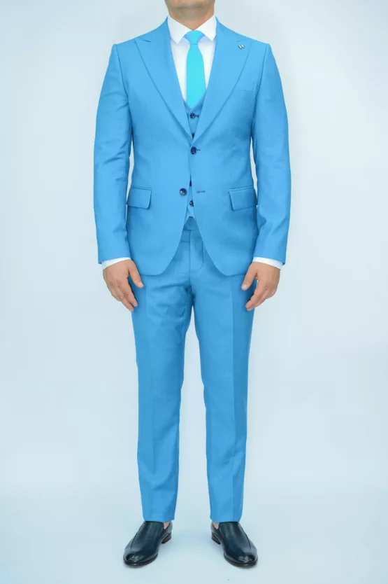 Мужской костюм-тройка цвета «морской волны» Каталог