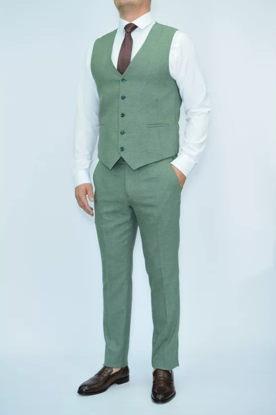 Костюм-тройка светло-зеленый текстурная ткань Вечерние мужские костюмы